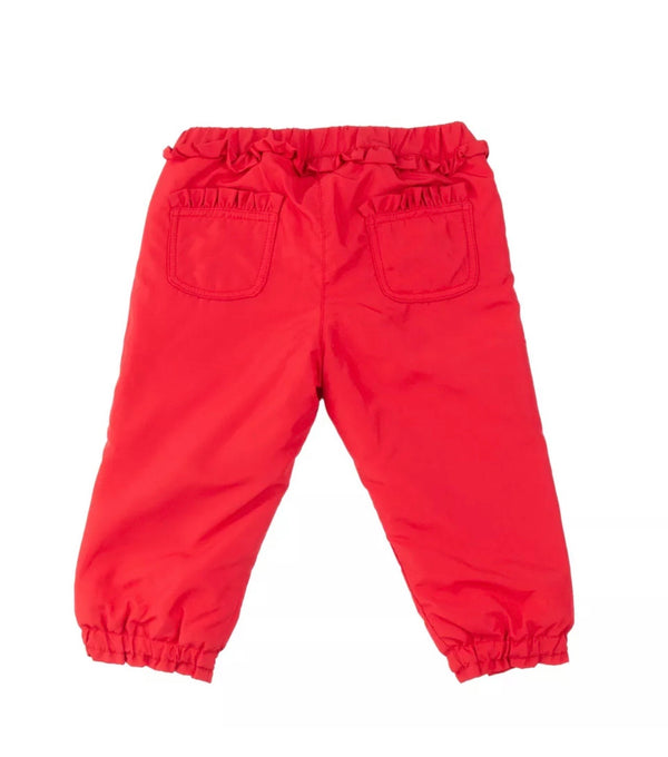 ALETTA Baby Girl Red Padded Trousers With Ruffle Details