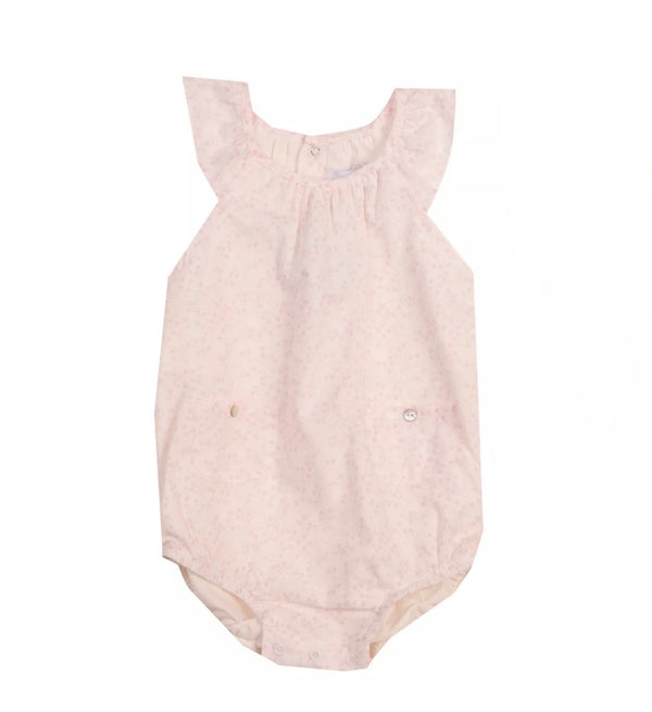 LARANJINHA Baby Girl Romper With Floral Pattern & Pockets