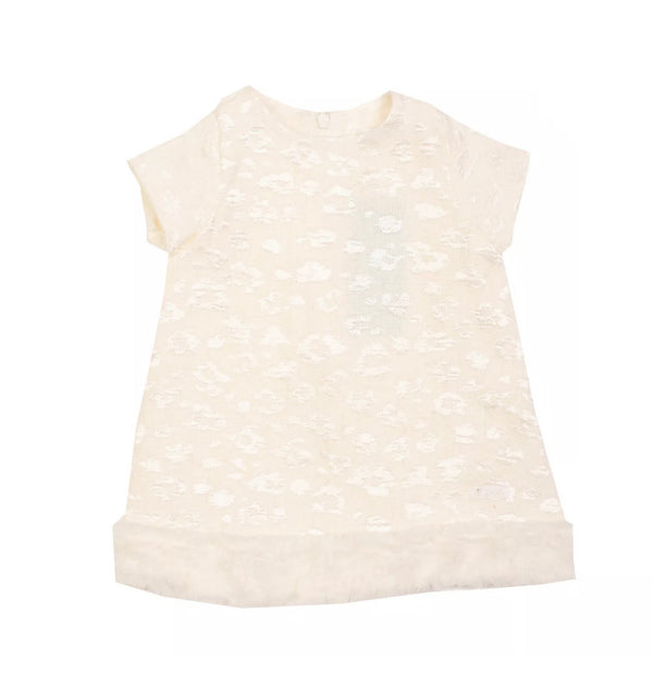 NANAN Baby Girl Ivory Dress With Front Logo