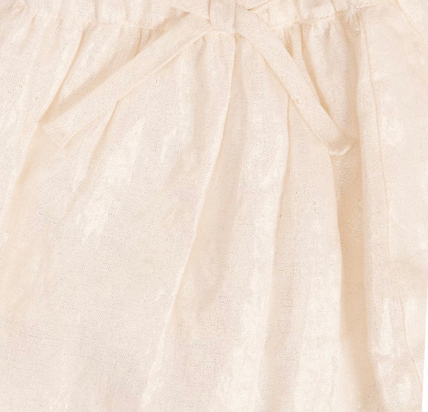 IL GUFO Girls Gold Linen Skirt With Front Lame Bow