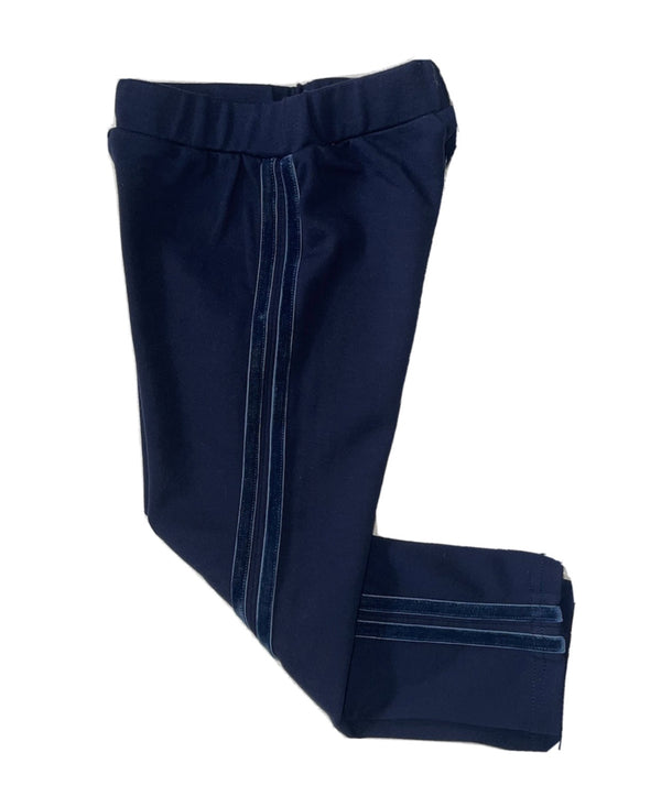 Gaialuna Girls Navy Blue Skinny Trousers With Side Stripes