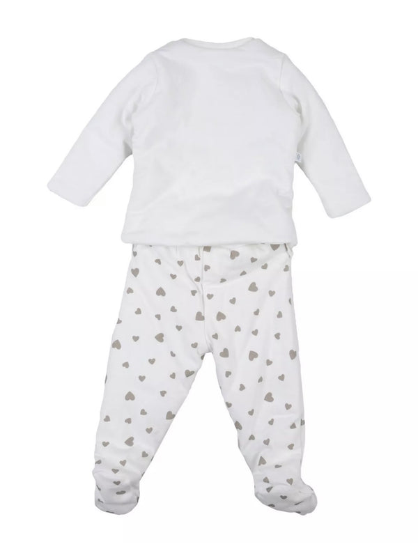 ABSORBA Baby Ivory Top & Trousers Set With Hearts Pattern