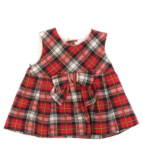 ALETTA Baby Girl Tartan Dress Multicoloured With Bow