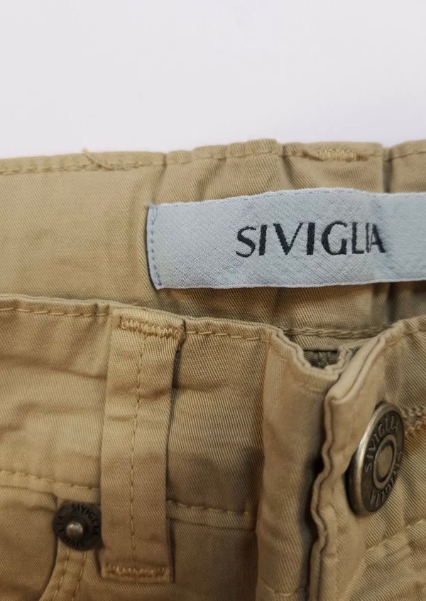 SIVIGLIA Boys Beige Trousers With Logo - Made in Italy