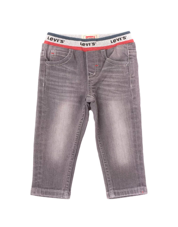 LEVI'S Baby Grey Jeans With Striped Elasticated Waist With Logo