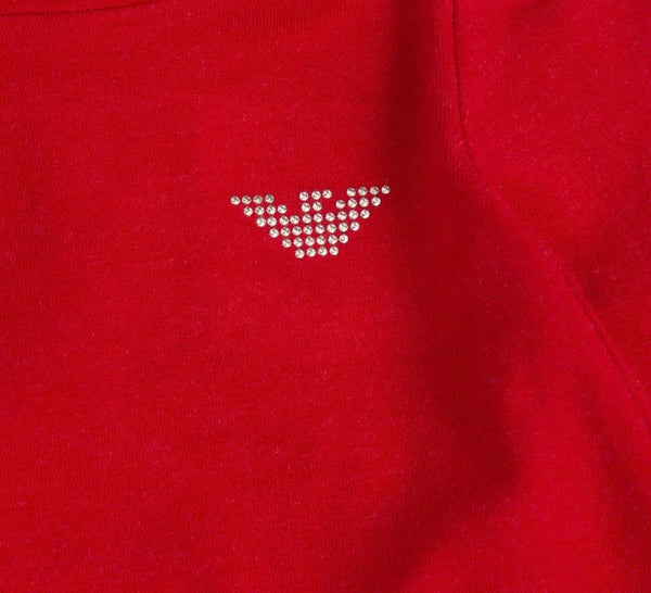 ARMANI BABY Girl Red Top With Rhinestoned Logo