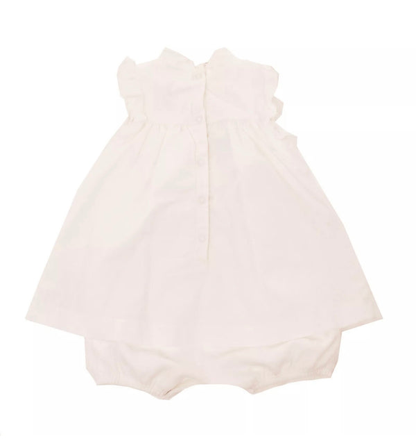 PETIT-BATEAU White Baby Girl Romper Dress With Logo