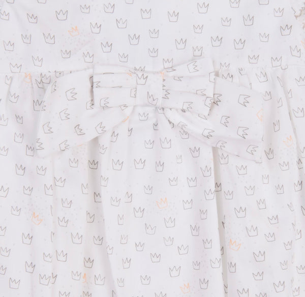 ABSORBA Baby Girls Romper With Crown Pattern And Front Bow