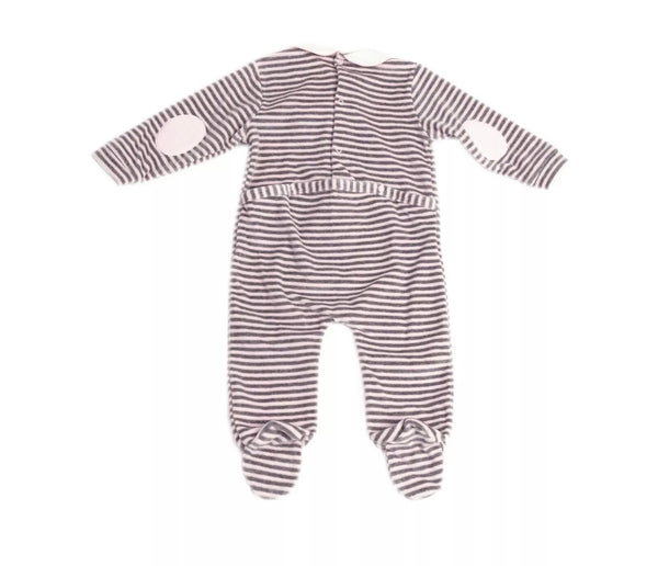 COCCODE' Baby Girl Chenille Grey & Pink Collared Babygrow