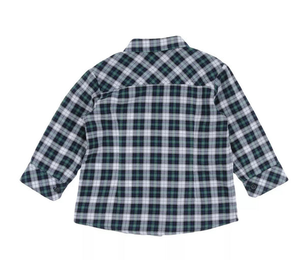 ALETTA Boys Tartan Shirt Green & Navy Blue - Made In Italy