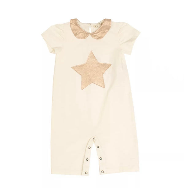 LE PETIT COCO Baby Collared Romper With Star