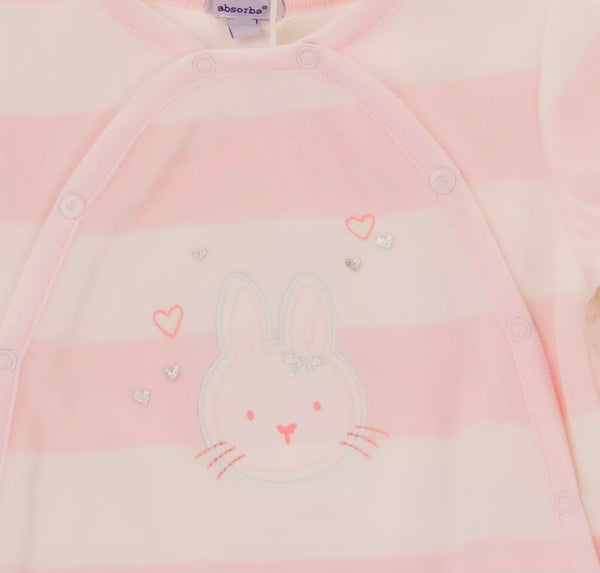 ABSORBA Baby Girl Stripped Babygrow With Embroidered Bunny