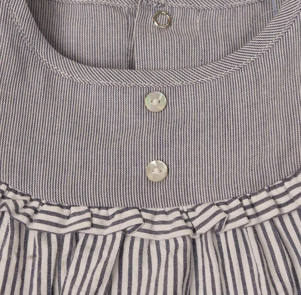 LARANJINHA Baby Romper White Blue With Stripped Pattern