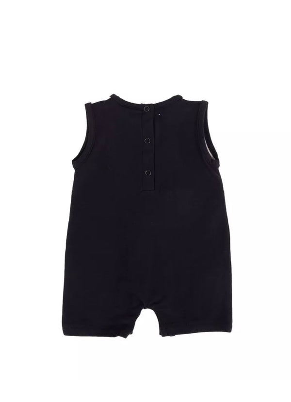 COCCODE' White & Navy Baby Romper With Bear Patches