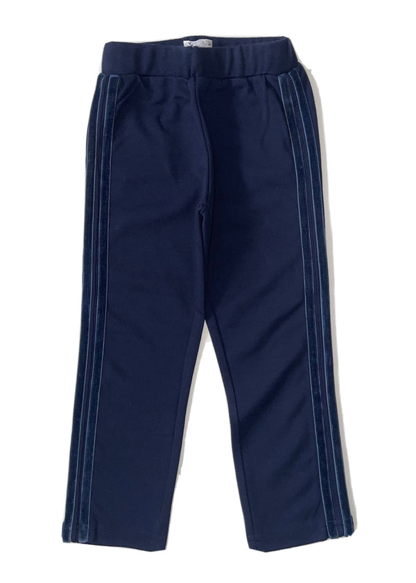 Gaialuna Girls Navy Blue Skinny Trousers With Side Stripes
