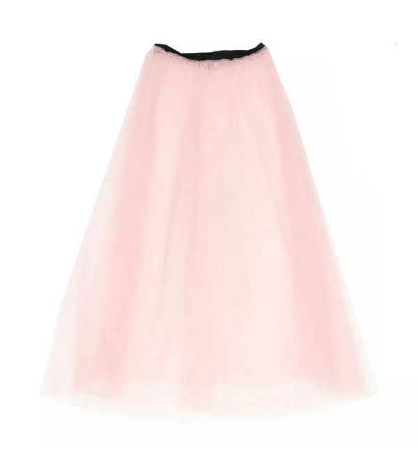 I PINCO PALLINO Girls Light Pink Long Tulle Skirt With Logo