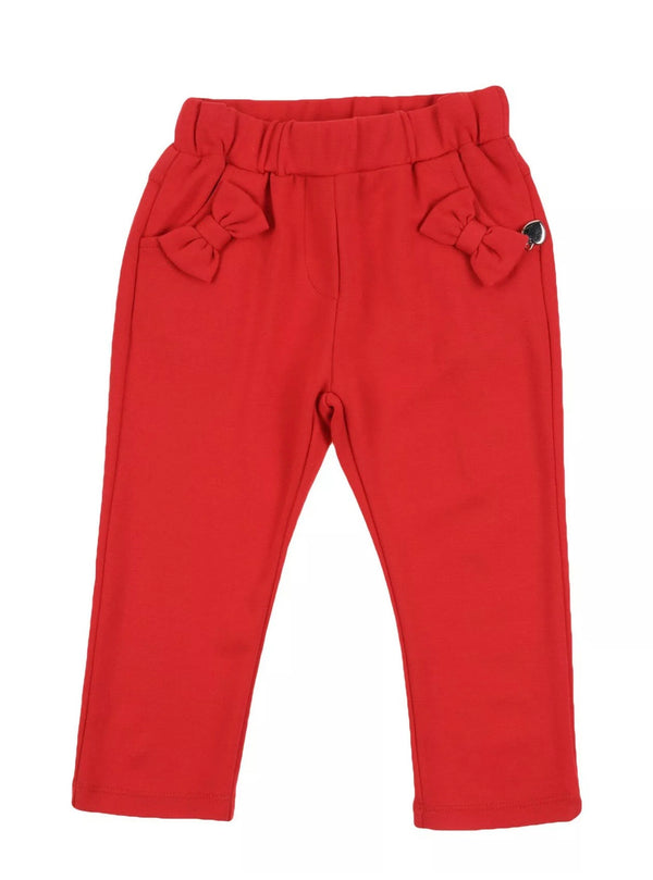 SILVIAN HEACH Girls Red Skinny Trousers With Bows And Logo