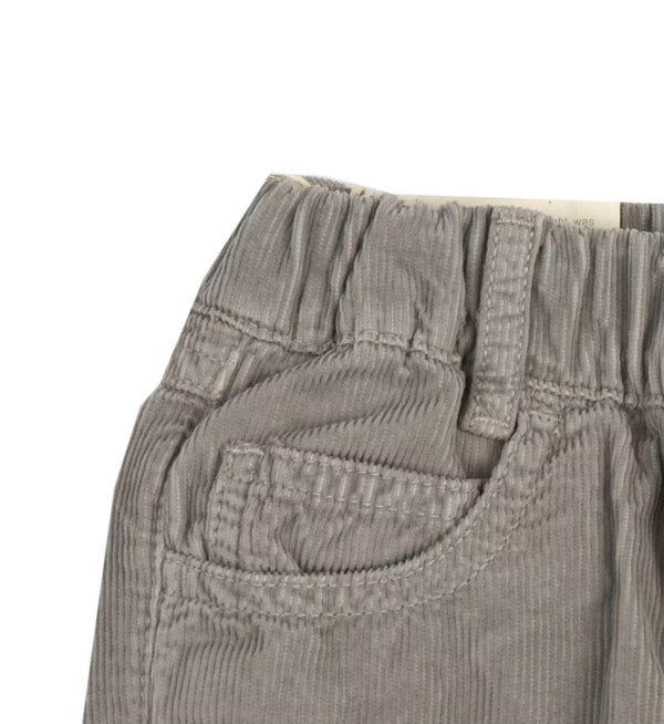 EDDIE PEN Grey Corduroy Cotton Trousers With Back Logo