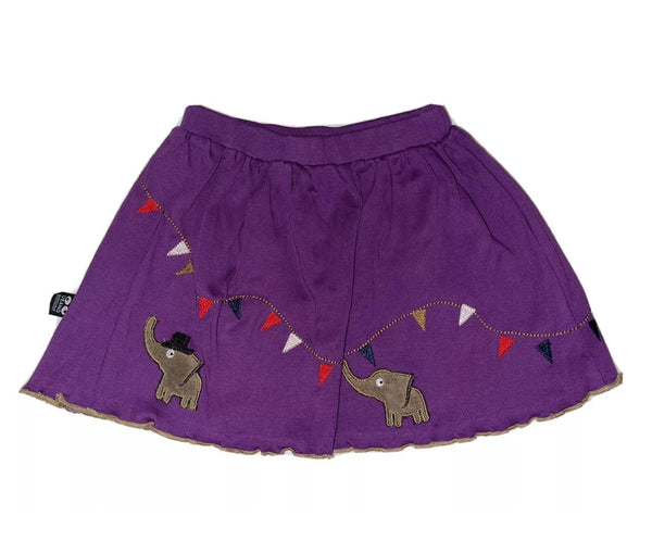UBANG Girls Organic Cotton Purple Skirt With Elephant Print