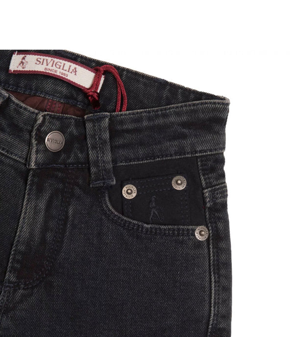 SIVIGLIA Boys Dark Blue Jeans With Patches & Logo