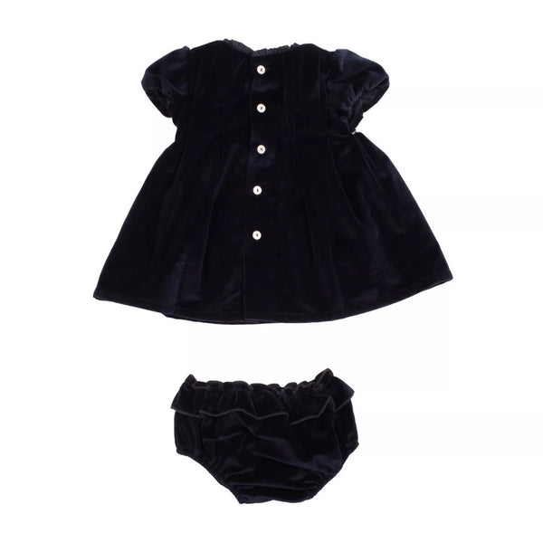 HARMONT & BLAINE Baby Velour Dress With Front Bows And Logo