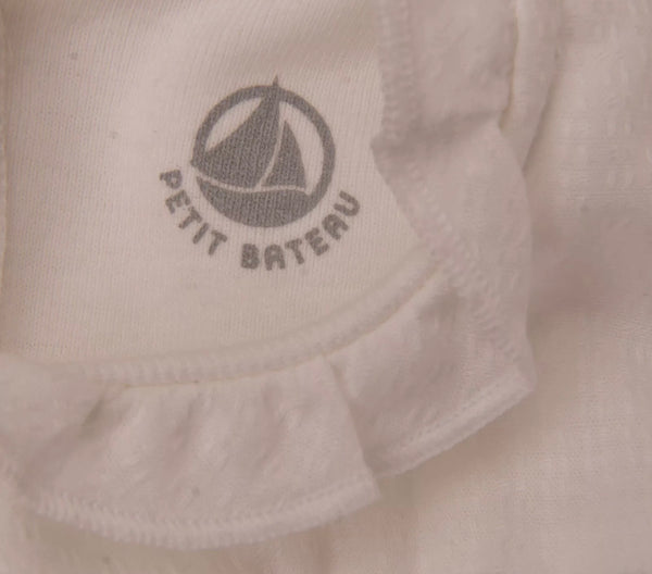 PETIT-BATEAU White Baby Girl Romper Dress With Logo