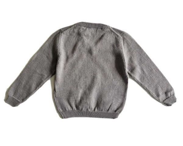 LE PETIT COCO Baby Grey V-Neck Knitted Jumper 100% Cotton