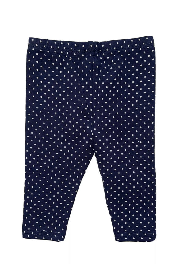 RALPH LAUREN Girls Navy Blue Polka Dots Leggings With Logo