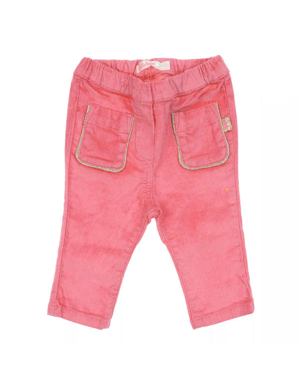 BILLIEBLUSH Baby Girl Pink Corduroy Skinny Trousers With Logo