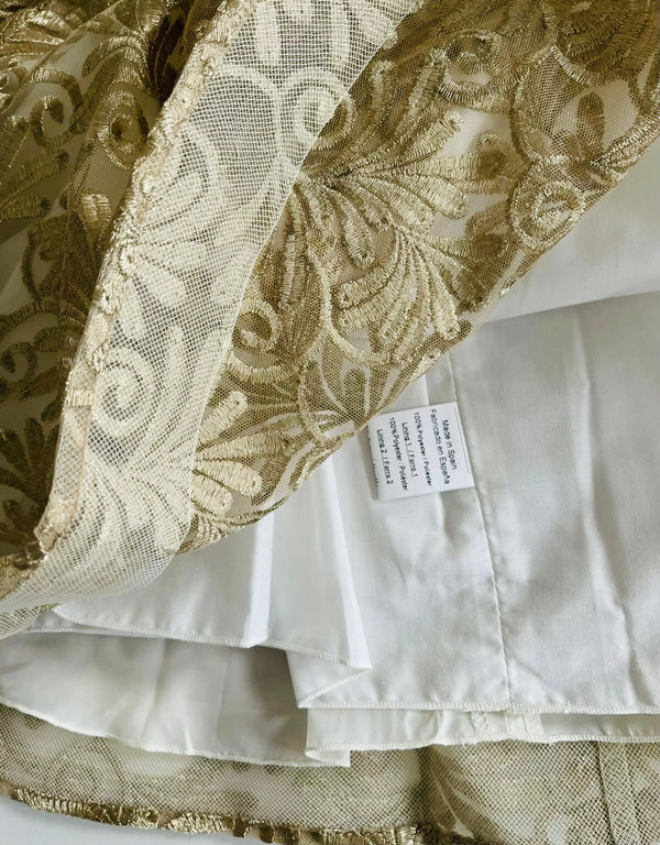GRACI Girls Embroidered Gold Dress With Little Diamonds
