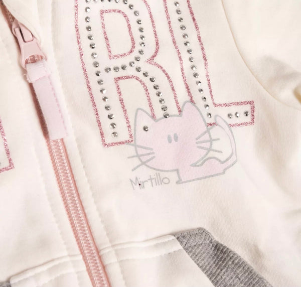 MIRTILLO Baby Girl Tracksuit With Rhinestones & Logo