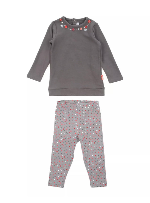 MIRTILLO Milano Baby Girl Tracksuit Set Top & Trousers With Rhinestones & Buttons
