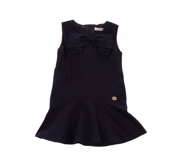 BYBLOS Baby Navy Blue Dress With Front Bow And Logo