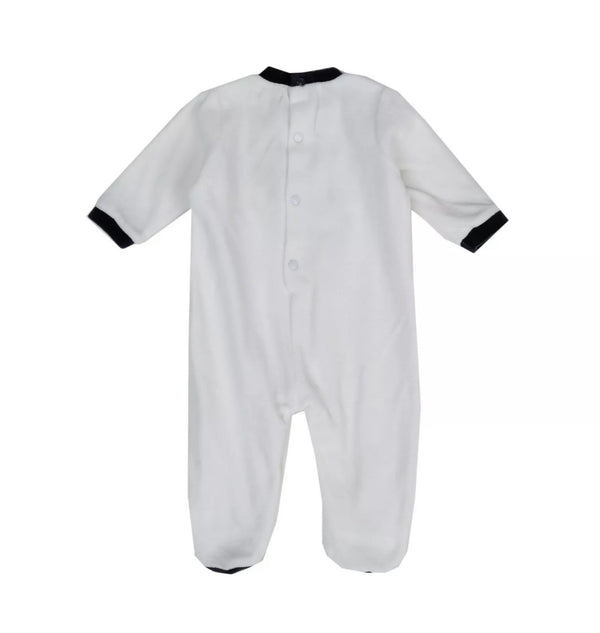 OLIMPIAS White & Navy Babygrow With Font Baby Patch