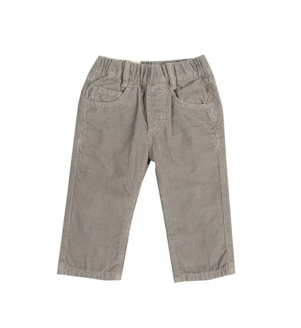 EDDIE PEN Grey Corduroy Cotton Trousers With Back Logo