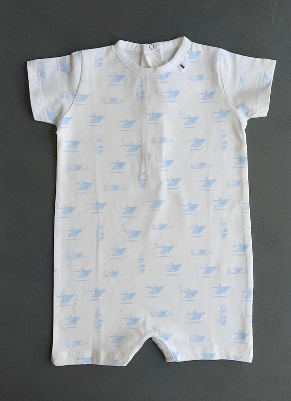 MESSAGE IN THE BOTTLE Baby Romper With Paper Boat Pattern