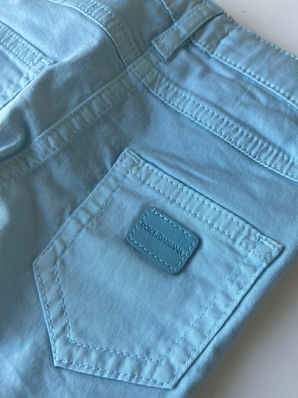 DOLCE & GABBANA Baby Light Blue Skinny Trousers With Logo