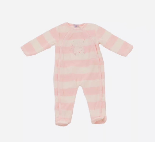 ABSORBA Baby Girl Stripped Babygrow With Embroidered Bunny