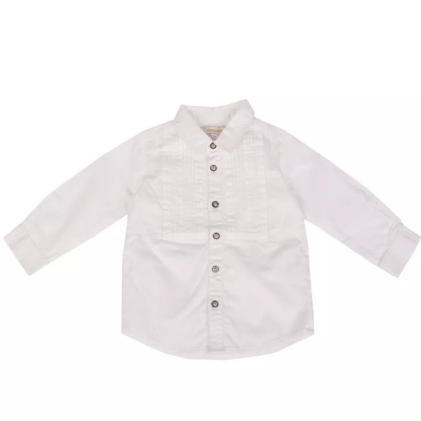 ROBERTO CAVALLI Baby White Pleated Shirt With Front Logo