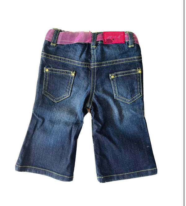 U+E Baby Girl Blue jeans With Pink String Belt Detail