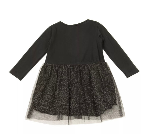 CAFFE' D'ORZO Girls Black Dress With Glitter Tull