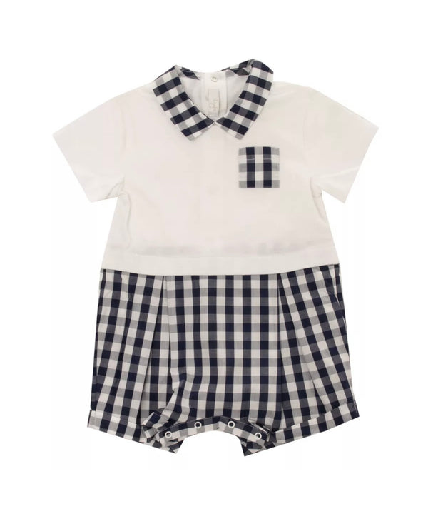 IL GUFO Baby Boy Collared Romper With Embroidered Logo