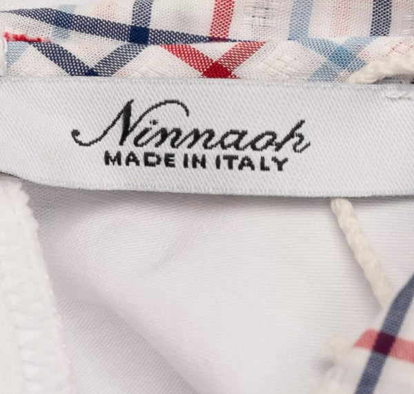 NINNAOH Baby White Collared Babygrow With Front Logo & Vespa