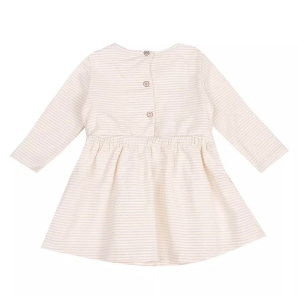 ABSORBA Baby Girl Ivory & Gold Stripped Knitted Dress With Bow